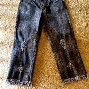 L & B snake print cropped jeans